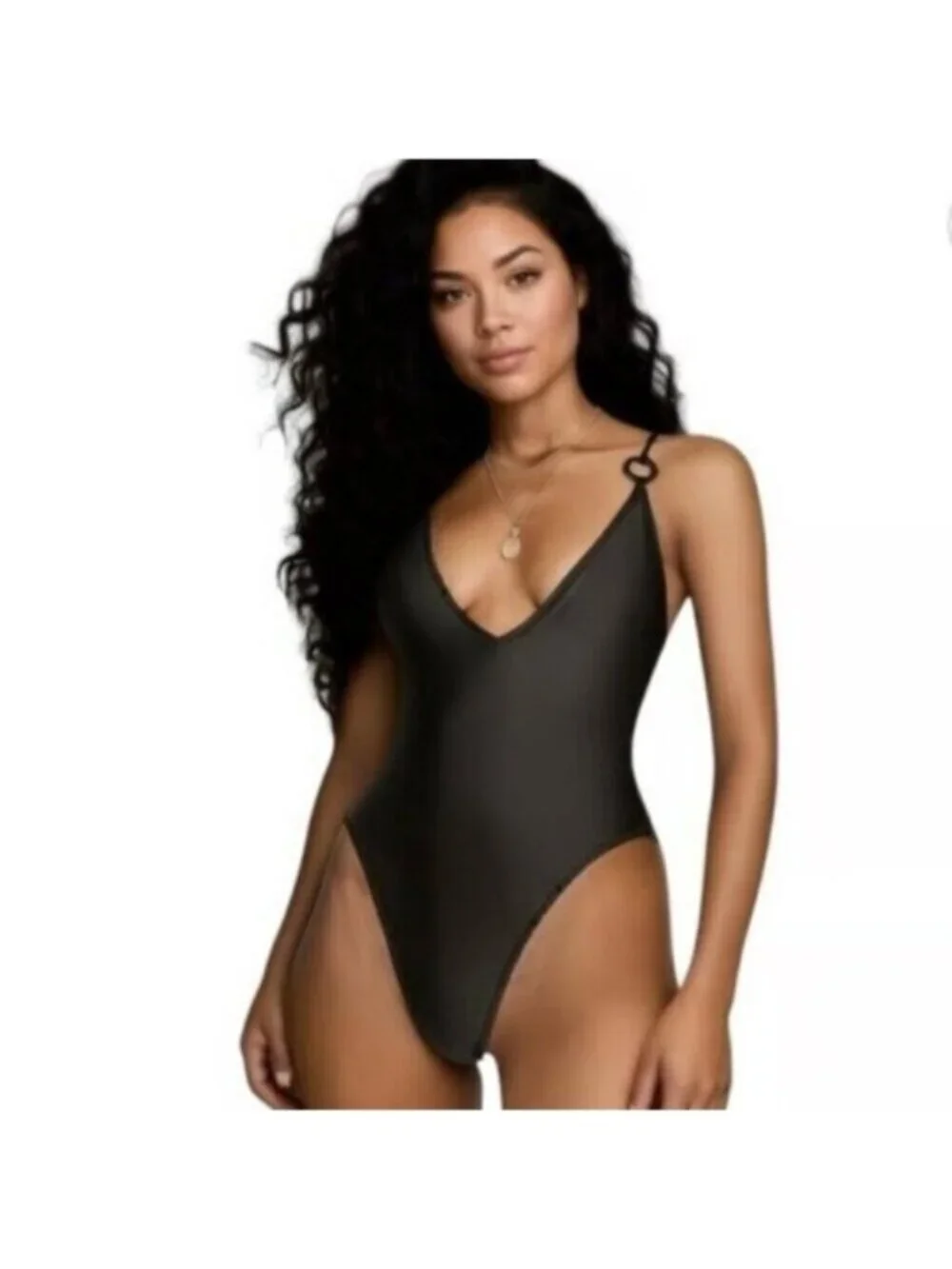 NWT J. Crew Women’s Black V-Neck String One-Piece Swimsuit Size 22